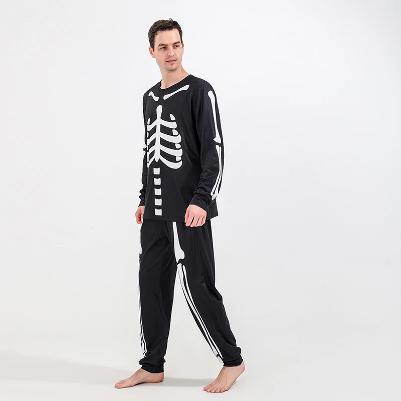 Halloween Printed Romper Pajamas Parent-child Set Bone Range Romper For Boys And Girls Halloween Adults Costumes Cotton Suit
