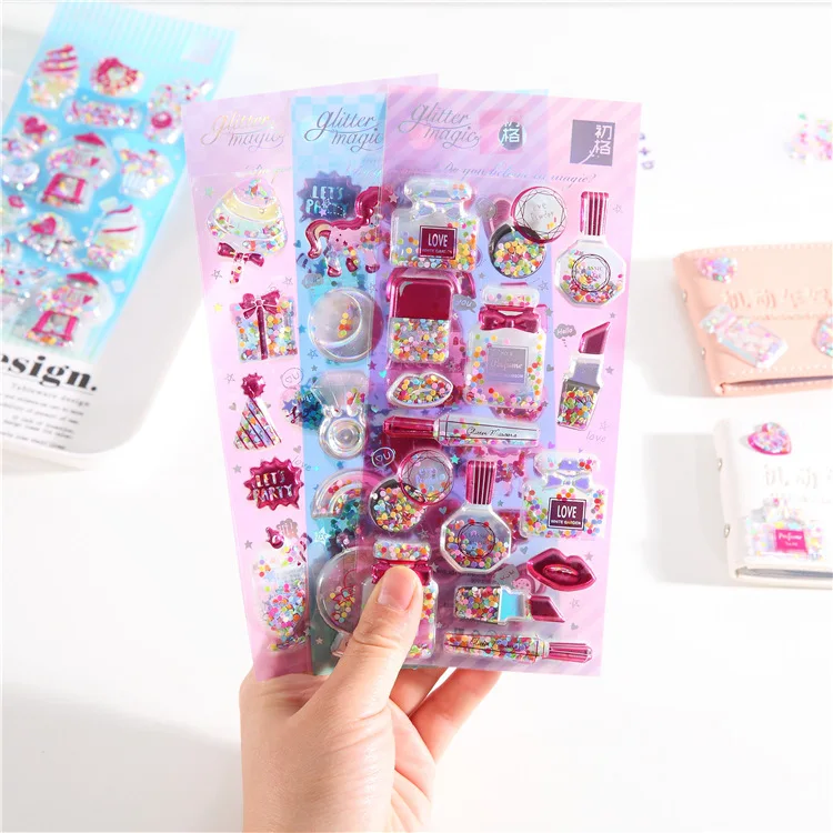 3D Kids Cartoon Cute Funny Toy Heart Shake waggle glitter sticker