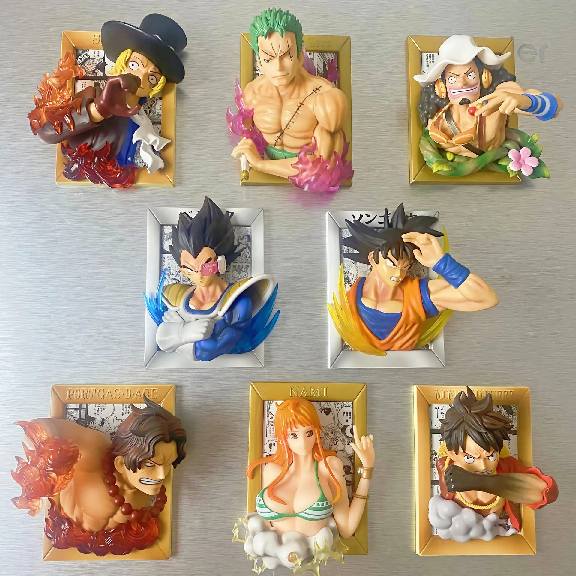 Best Selling 3D Photo Frame Ornaments Figurines Creative Anime Fridge Stickers One Pieces Models