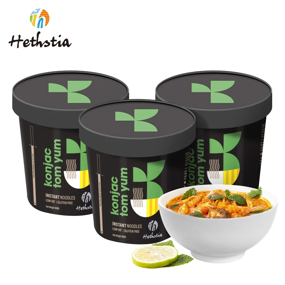 Low Fat Low Carb Southeast Asian Taste Healthy Soup Sauce Noodle Tom Yum Flavor Instant Cup Konjac Noodles