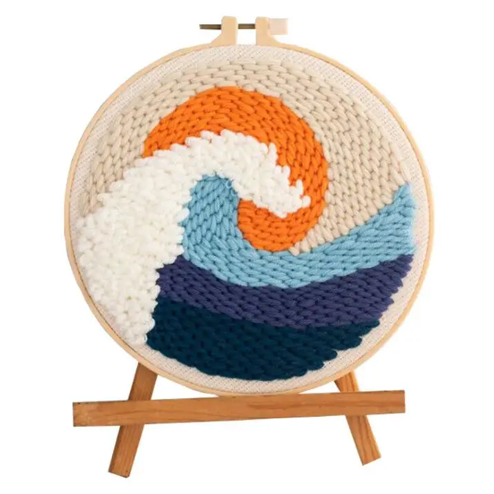 DIY Knitting Easy Punch Needle Embroidery Kit With Hoop For Beginner Embroidery