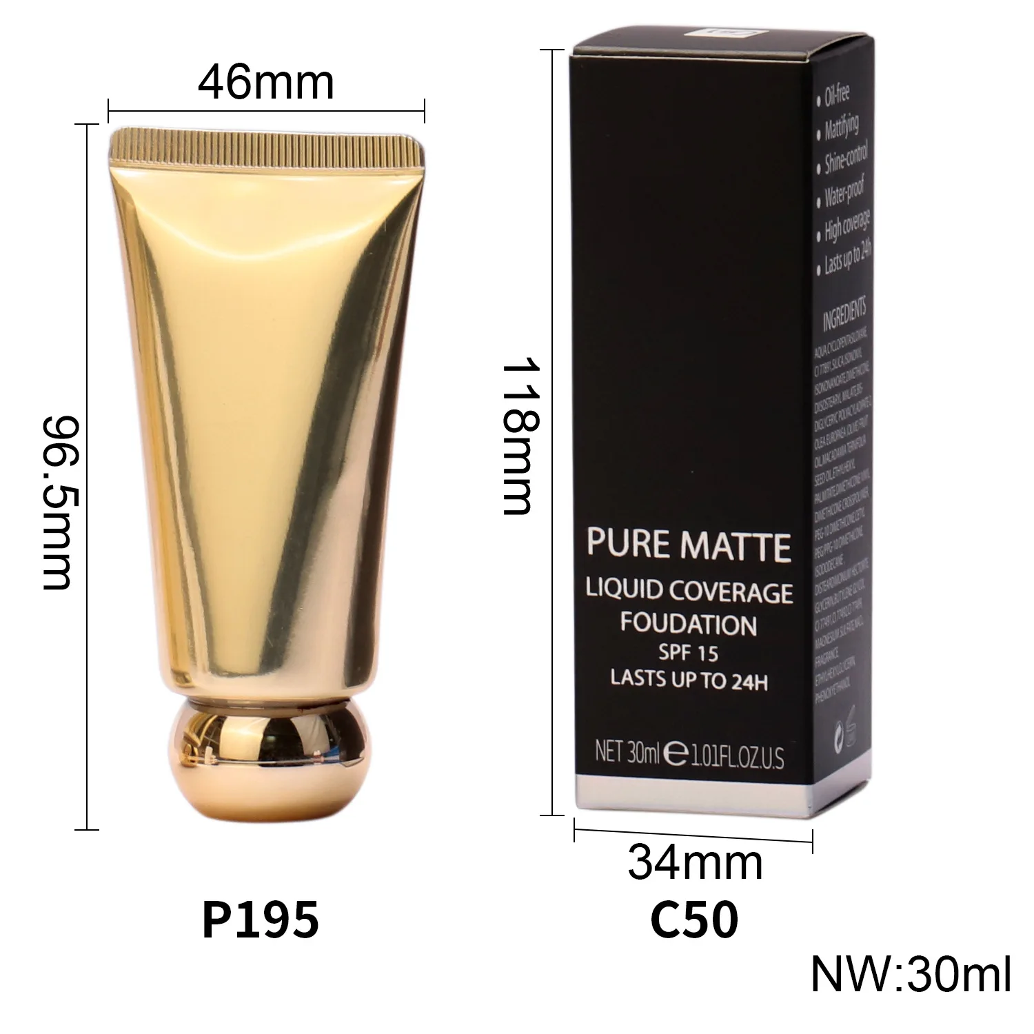 Natural Cosmetics Manufacturers Custom OEM Long Lasting Waterproof Natural Concealer Face Makeup Liquid Private Label Foundation