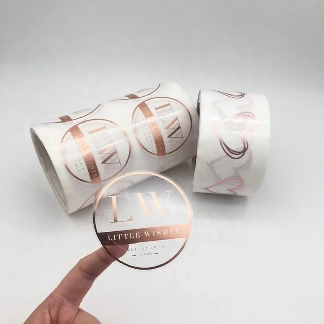 Etiquettes Custom Self Adhesive Customized Printing Transparent Logo Waterproof Clear Gold Foil Cosmetic Jar Round Sticker Label