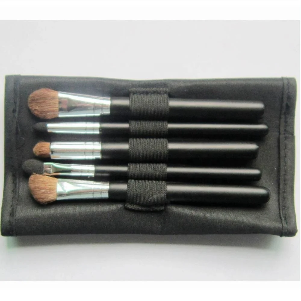 
eye makeup natural animal horse hair wood handle cosmetic brush set with pouch 