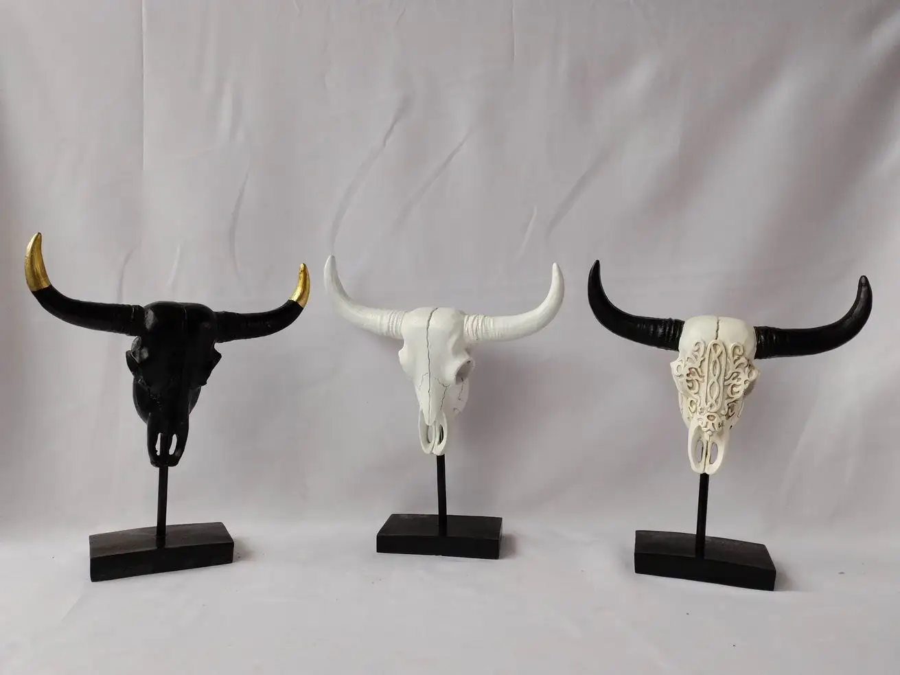 White Faux Longhorn Skull Faux Taxidermy Animal Head Wall Decor Handmade Farmhouse Decor