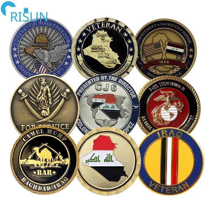 Factory Customized Enamel The Middle East Iraq Flag Map Commemorative Challenge Coins Custom Iraq Challenge Coins