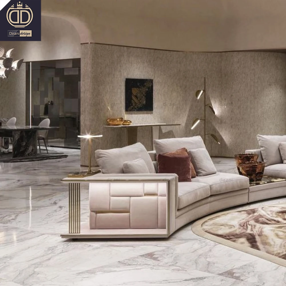 modular big commercial Italian luxury leather curved couch sofa modern sectional living room curved sofa