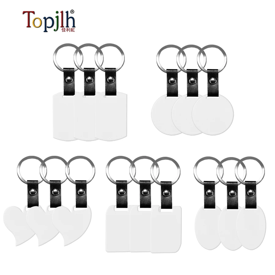 wholesale print on demand plain white double sided coated sublimation keychain blanks heart round square