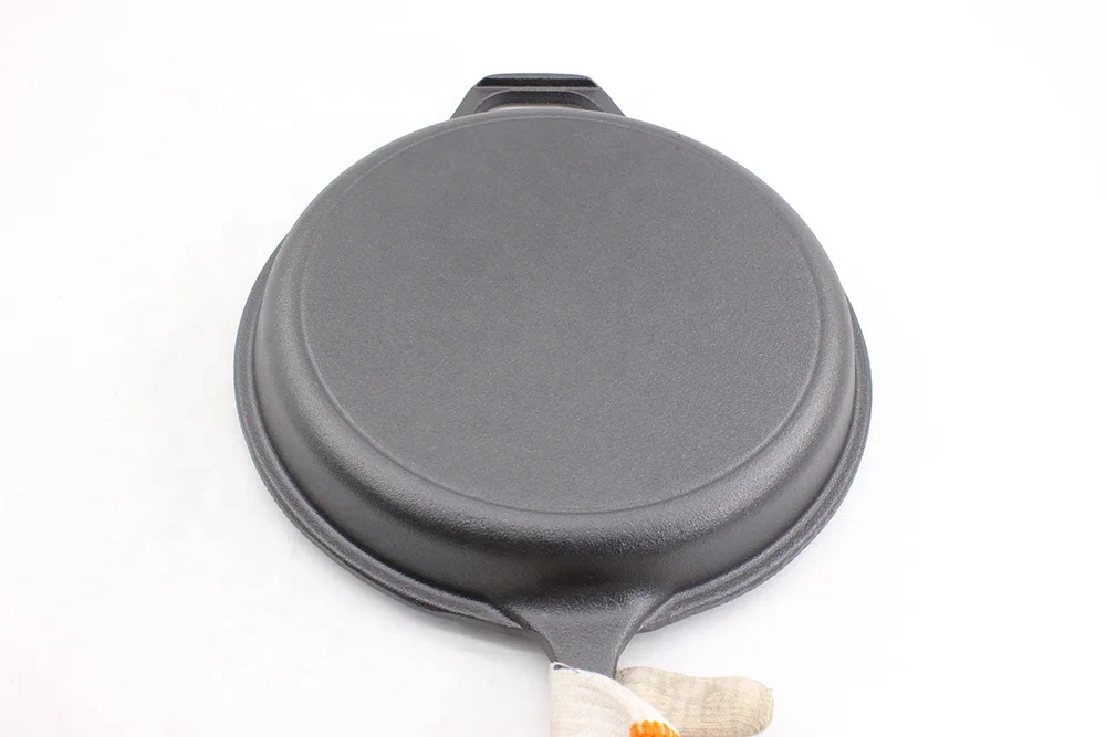 Non-stick Double Used Iron Casserole 2-in-1 Cast Iron Covered Black Dutch Oven