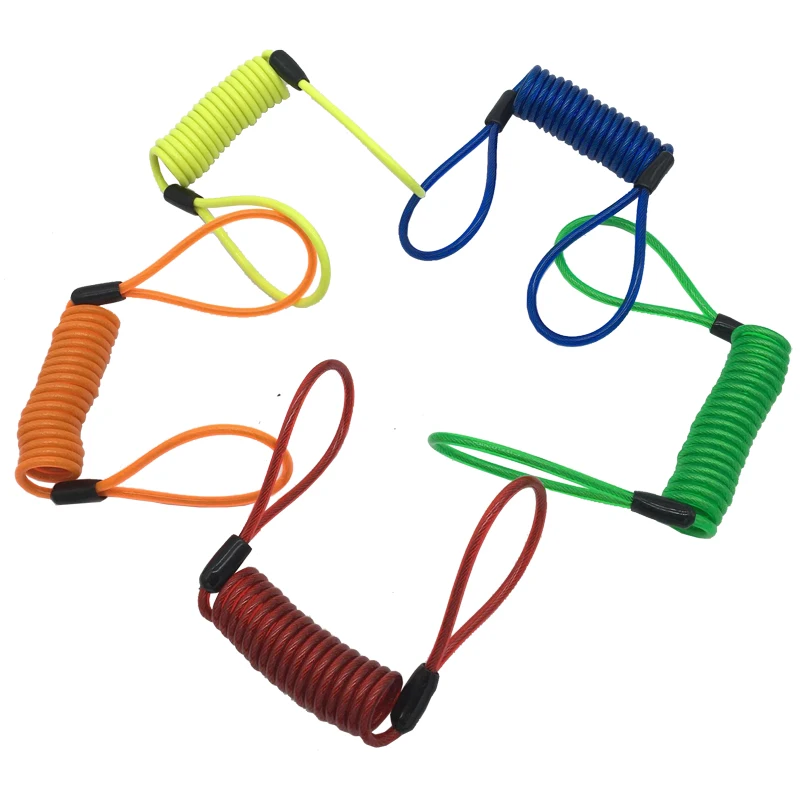 1.2m cable helmet bicycle lock spring plastic coated wire rope wire anti-theft rope reminder cable