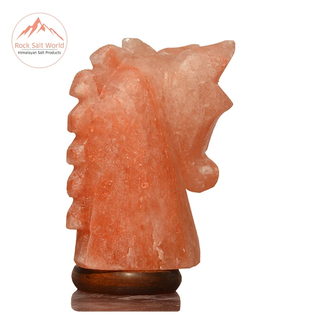 Himalayan Natural Horse Knight Shape Crafted Sat Lamp with Certified Cord and Bulb in Best Home Decor style for Best Wellness