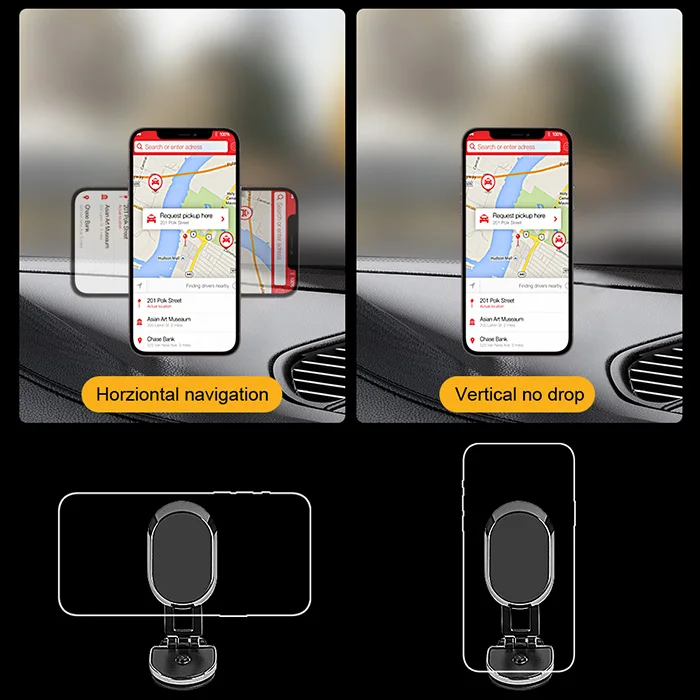 Aluminum 360 Adjustable Magnet Phone Stand Dashboard Cell Phone Holder Folding Car Mount Magnetic Phone Holder