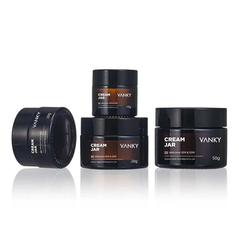 Cosmetic Glass Cream Jar with Lid Glass 10ml 20ml 30ml 50ml Amber Brown Pot