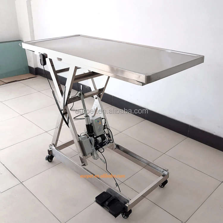 EURPET High Quality Veterinary 304 Stainless Steel Flat Panel Electric Lifting Pet Treatment Table