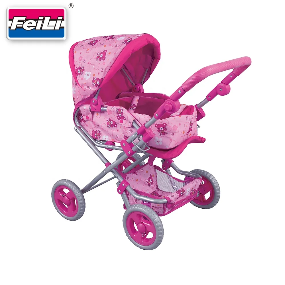 Feili factory direct sell metal dolls stroller pram with adjustable handle baby doll stroller car seat stroller for dolls