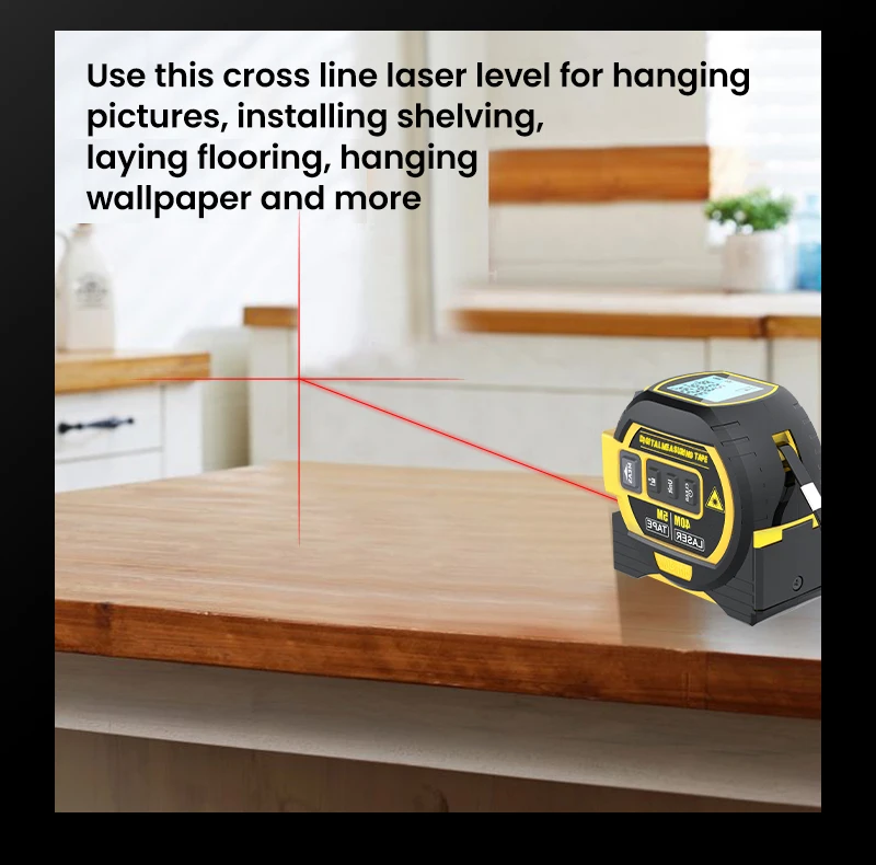 2024 New Laser Tape Measure 3 in 1 Level Measuring Digital Distance Range Laser Measure Tape