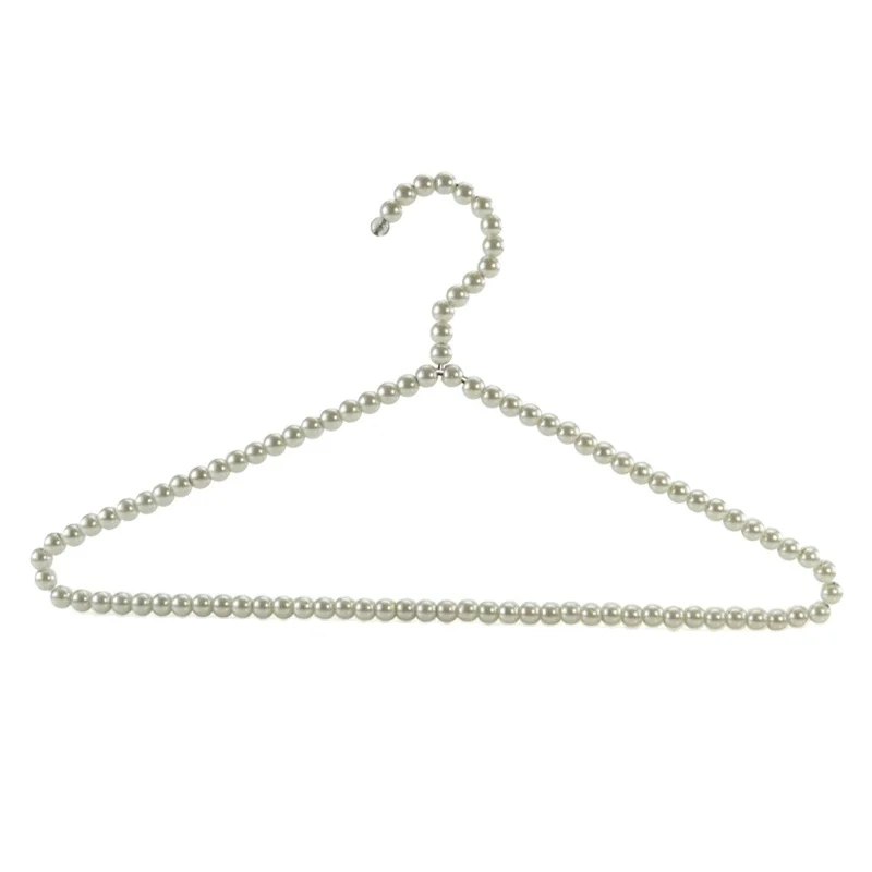 Pack of 6 Premium Metal Elegant Clothes Hangers Covered In Pearl Beads - 15.7 Inches