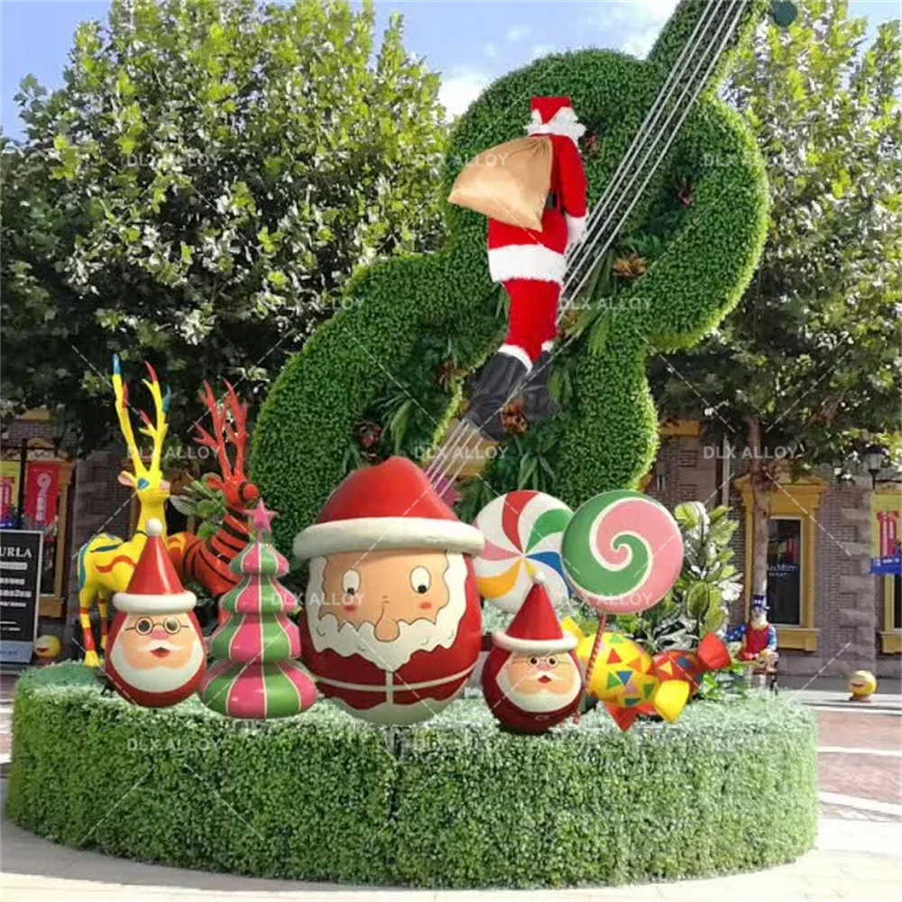 Resin Fiberglass Outdoor Giant Snowman Santa Claus Christmas Deer Decoration Sculpture