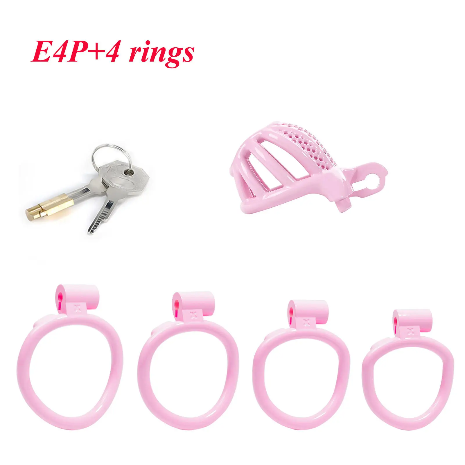 GF Male Chastity Device Wholesale Pink 3D Chastity Cage with 4 Size Lock Rings SM Lightweight Breathable Sex Toys