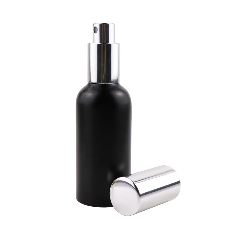 2019 Hot selling 10ml 15ml 30ml round matte black and golden cosmetic black metal bottle