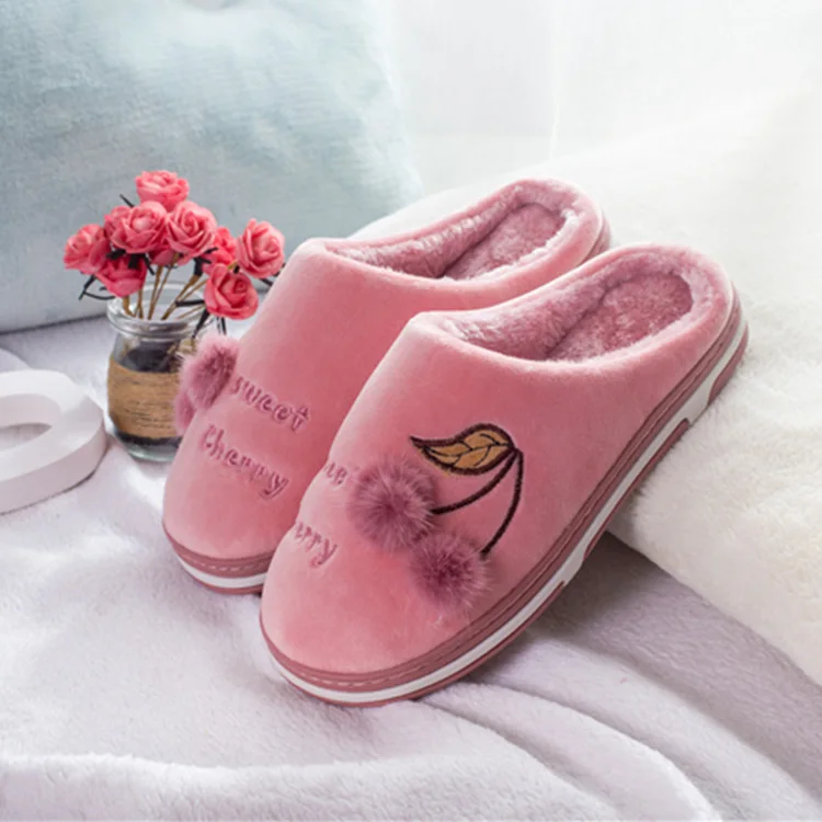 
Winter custom logo winter indoor slippers velvet women slipper animal plush slippersl 