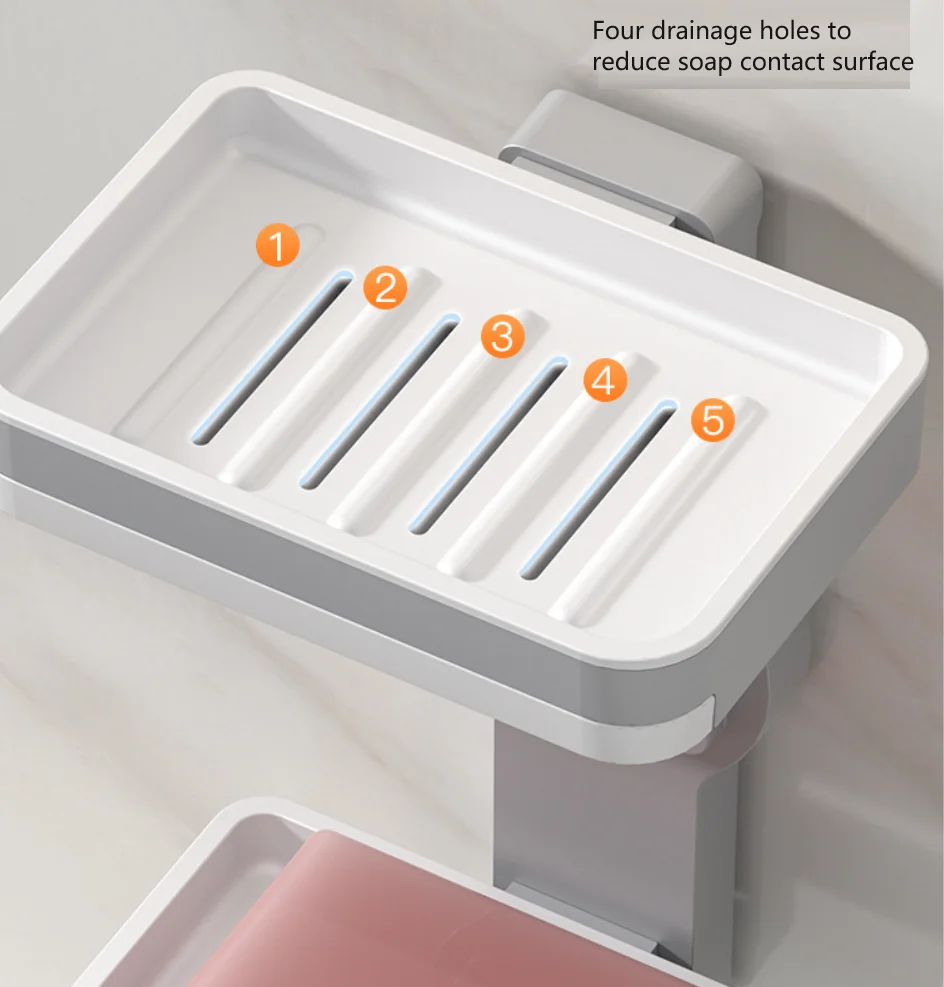 Wholesale Bar Soap Holder for Shower Wall, Vacuum Suction Cup Soap Holder with Drain for Shower Bathroom Kitchen, White