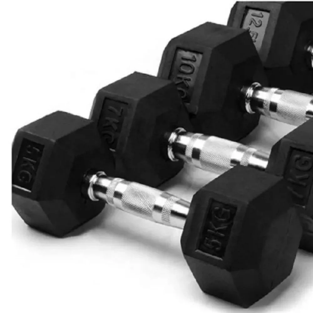 Strength Training Exercise Fitness Hexagon Dumbbells Weight Lifting Rubber Hex Dumbbells Set