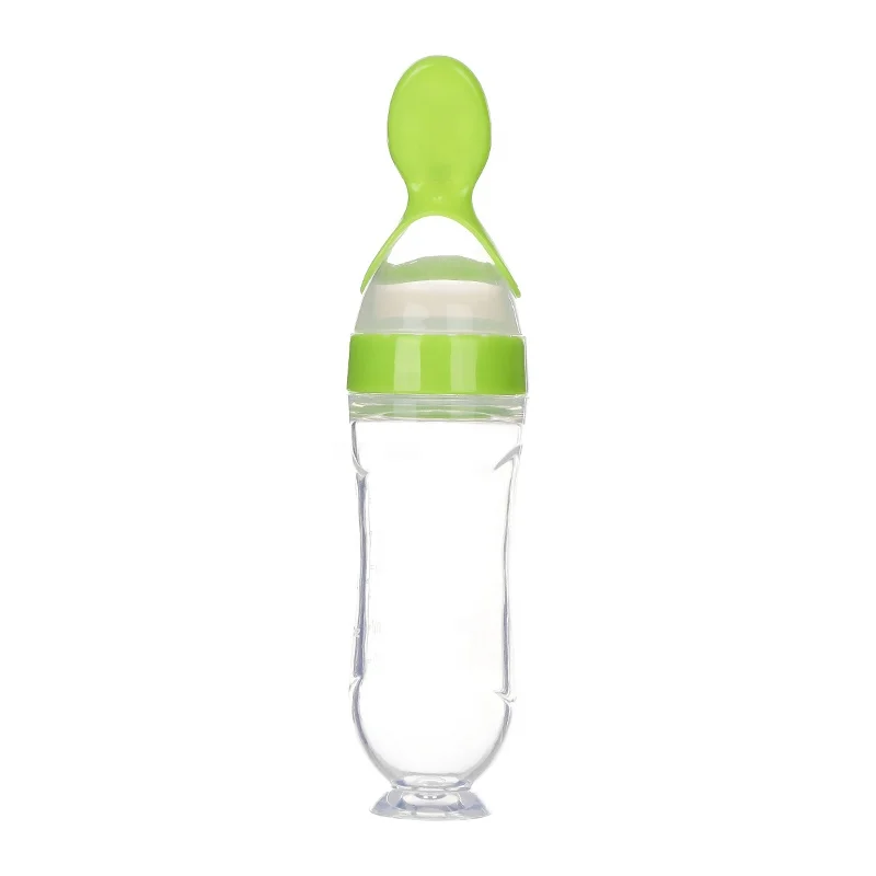 The New 90ml Baby Silica Gel Spoon Baby Infant Feeding Bottle Food Supplement Rice Cereal Spoon Rice Cereal Bottle