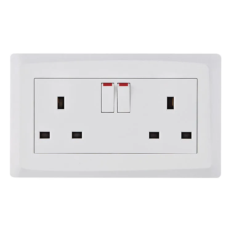 13 A 250V 2 Gang switched Socket Single Pole Smart Home neon  Switched  Socket