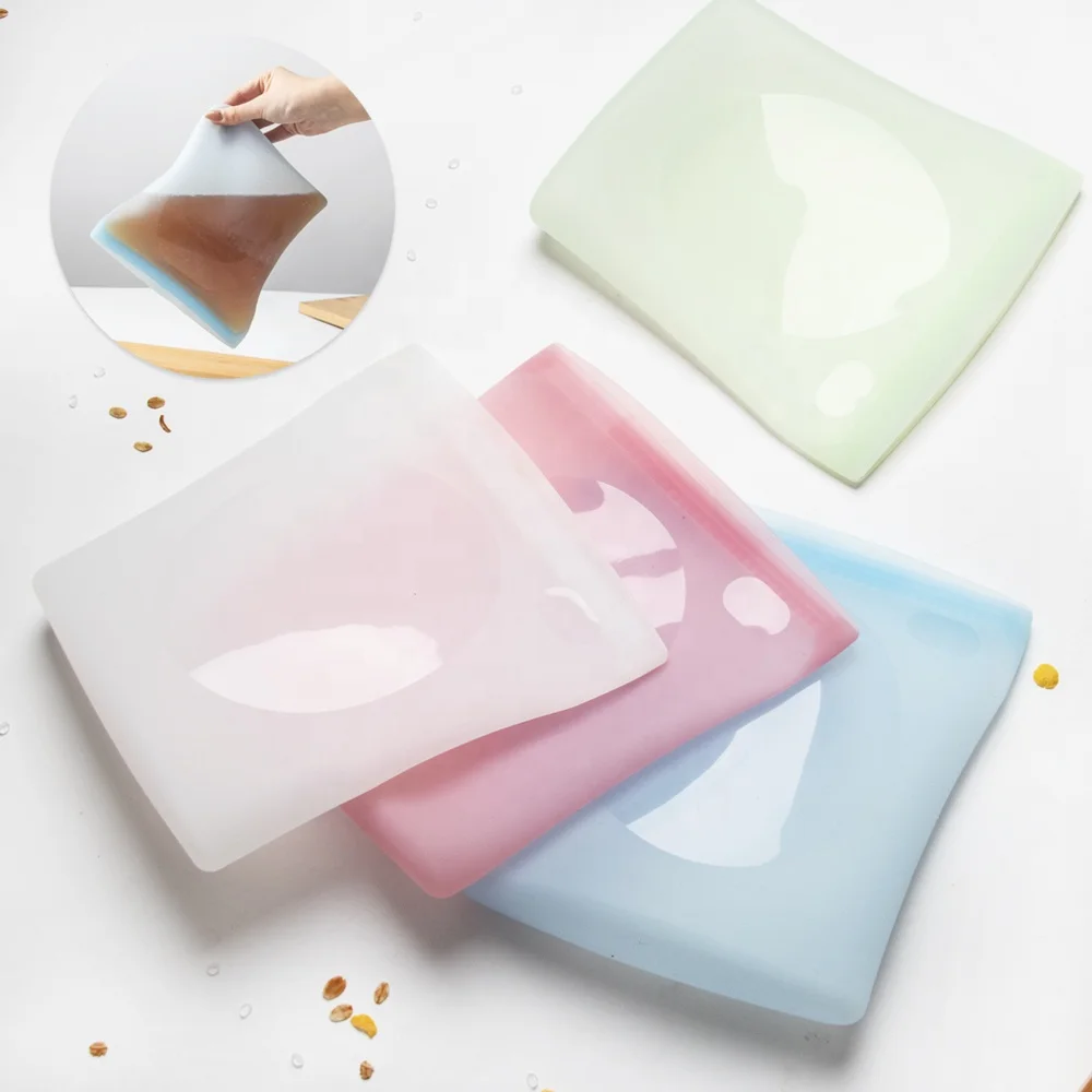 Leakproof Food Meal Prep Storage Container Silicone Reusable Silicone Food Storage Bag for Microwave, Oven or Freezer