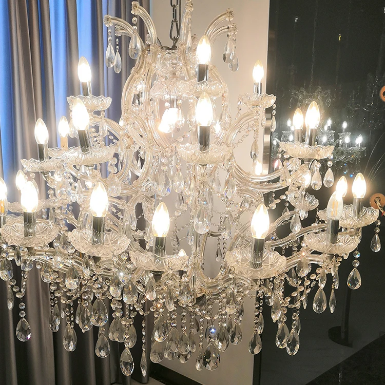 New crystal hotel decorative ceiling big modern european pendent light chandelier for foyer