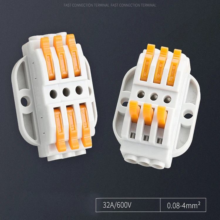 kv223 fixable fast wire connector 3 input 3 output compact push in quick connect terminal