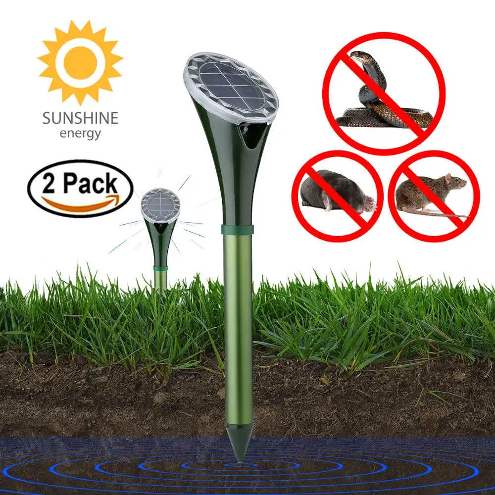 Amazon 2 Pack Vibration Solar Powered  Snake Mole Repeller Animal Gopher and Vole Chaser Repellent