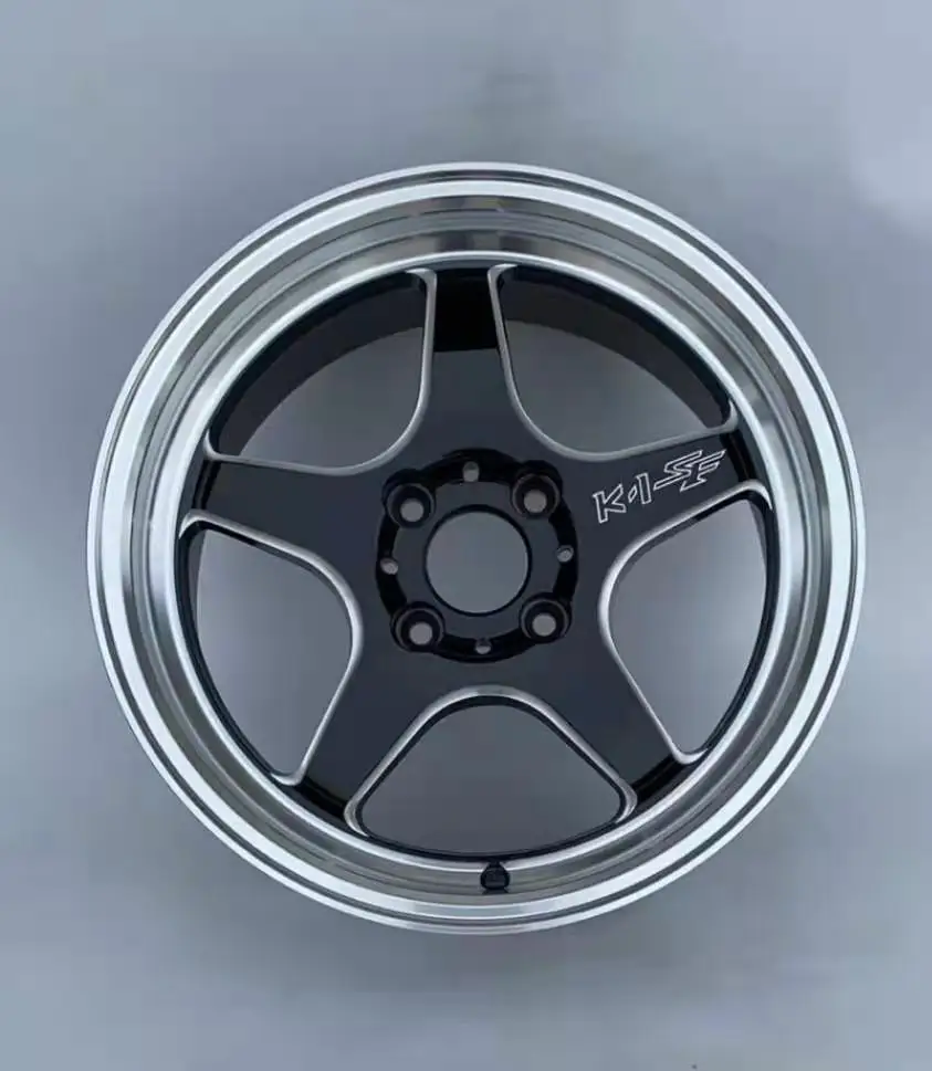 004 15 Inch Aluminum Alloy Car Wheel Rims 4 Hole 4*100 Black Silver Edge Black Machine Face Wheels For Japanese Cars