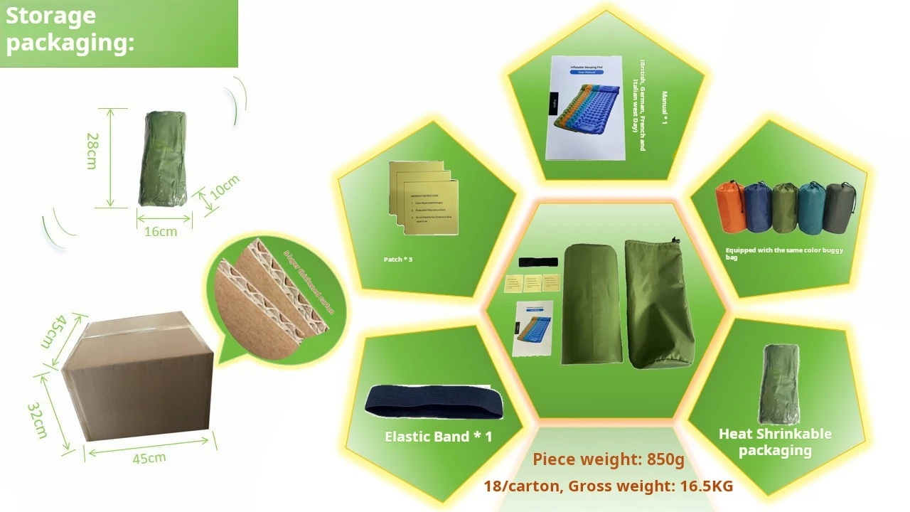 Durable Lightweight Inflatable EVA Camping Sleeping Air Logo Printed Dampproof Air Mattress Hiking Picnic Activities-Wholesale