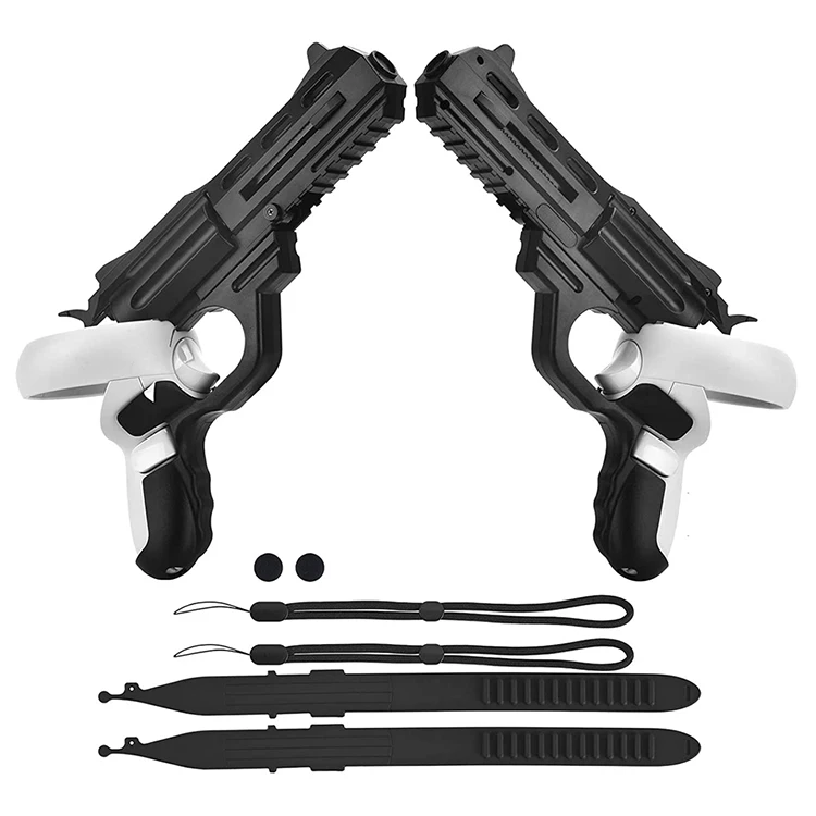 VR Shooting Game Accessories Enhance Controller Grip Gun Stock For Oculus Quest 2 Controller Shell With Hand Straps