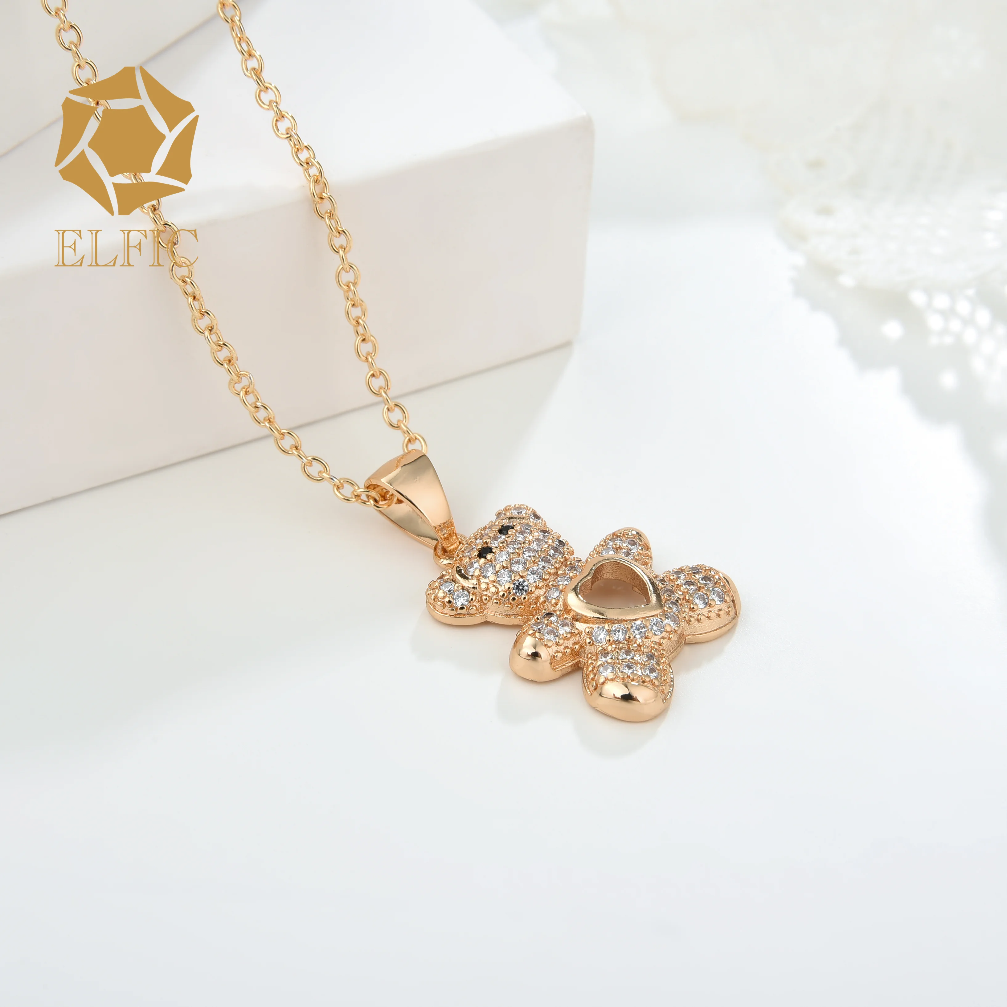 Elfic Animal Charm Pendant Children Gift Gold Plated Bear Pendant   oro laminado 18k pendant new design