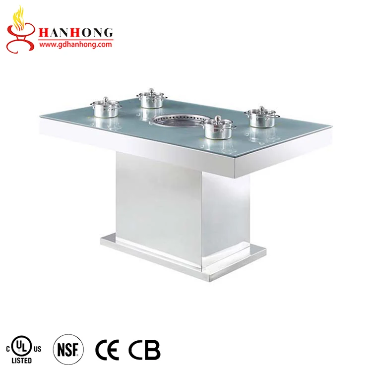 4-person square marble hot pot restaurant dining table