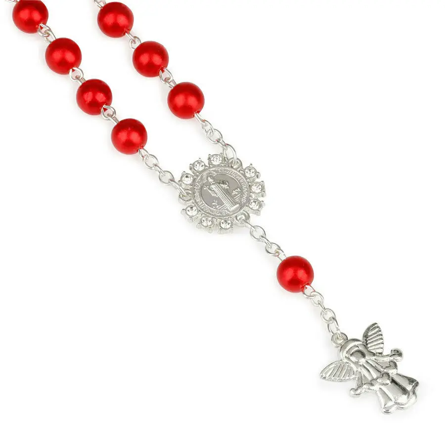 Pearl Beads Religious One Decade Car Rosary First Holy Communion Baptism Mini Catholic Bracelet
