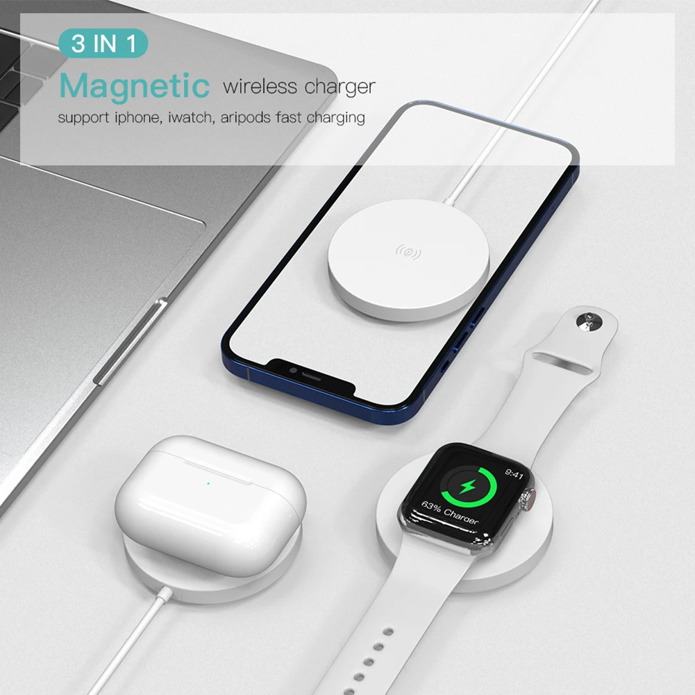 Wireless Charger Pad for iPhone 12 iPhone 13 Qi mobile airpods and iWatch 15W charger fast charger wireless with magnets