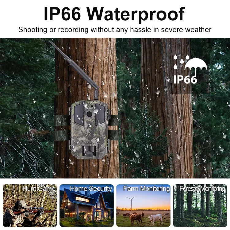 New 4G Lte Ip66 Waterproof Outdoor Real Time Monitoring Hunting Wildlife Game Trail Camera