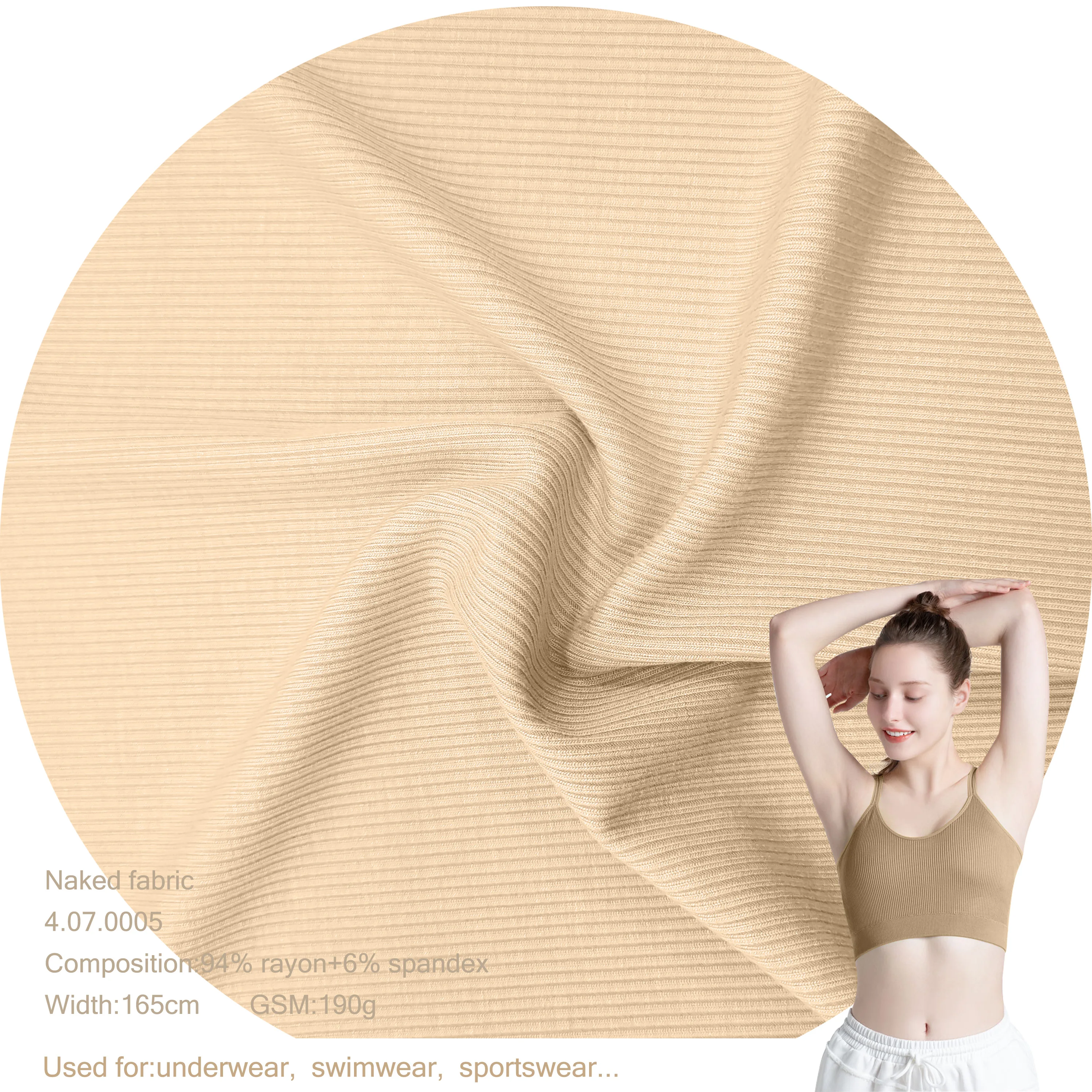 Factory direct sales customized 94% cotton 6% spandex 2 * 2 breathable clothing fabric for swimwear underwear yoga suits