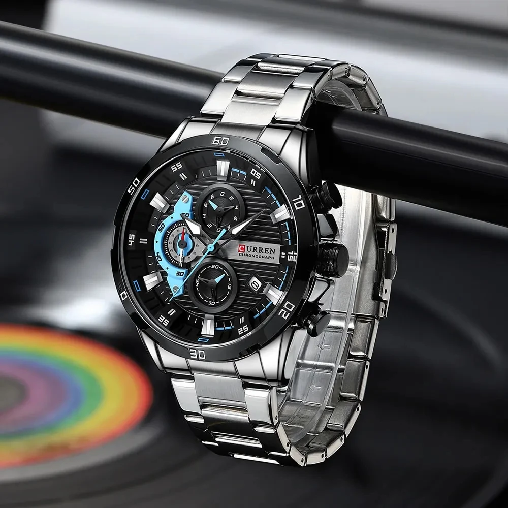 CURREN 8402 Innovative Multifunction Creative Fashion Wristwatch Brands Chronograph Luminous Dial Clock Casual Watches for Men