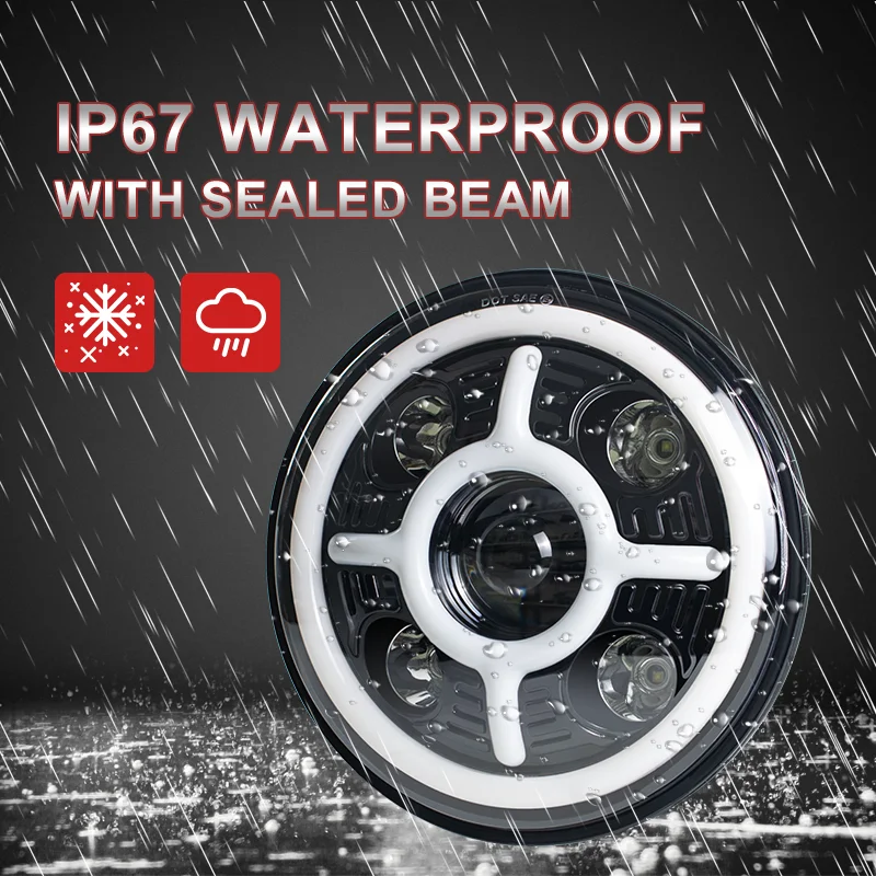 12/24VDC 7INCH Round Led Headlight White Amber Color High Low Beam Super Brightness Other Car Accessories Luces Parts Offroad