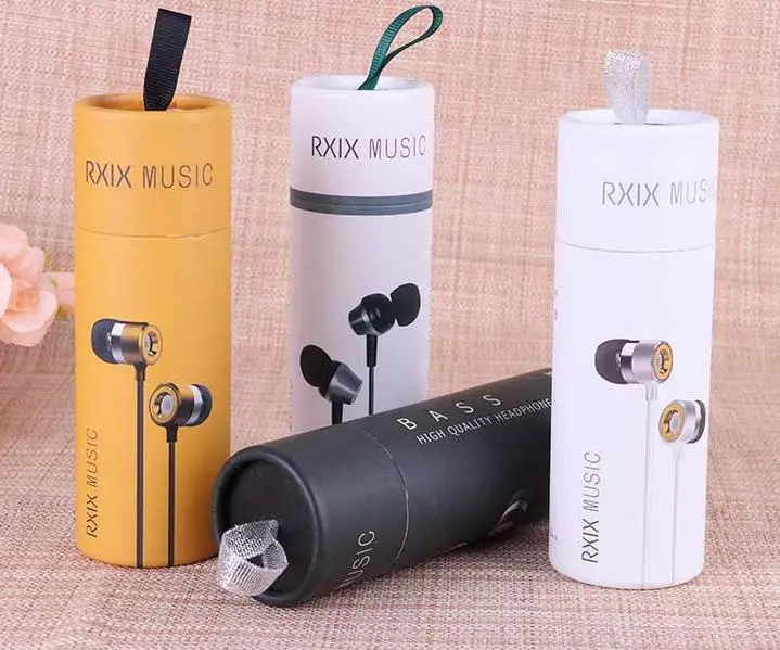 customized  earphone  paper tube , electronic products  pot  for sale ,  craft  paper jar  wax lined  paper box