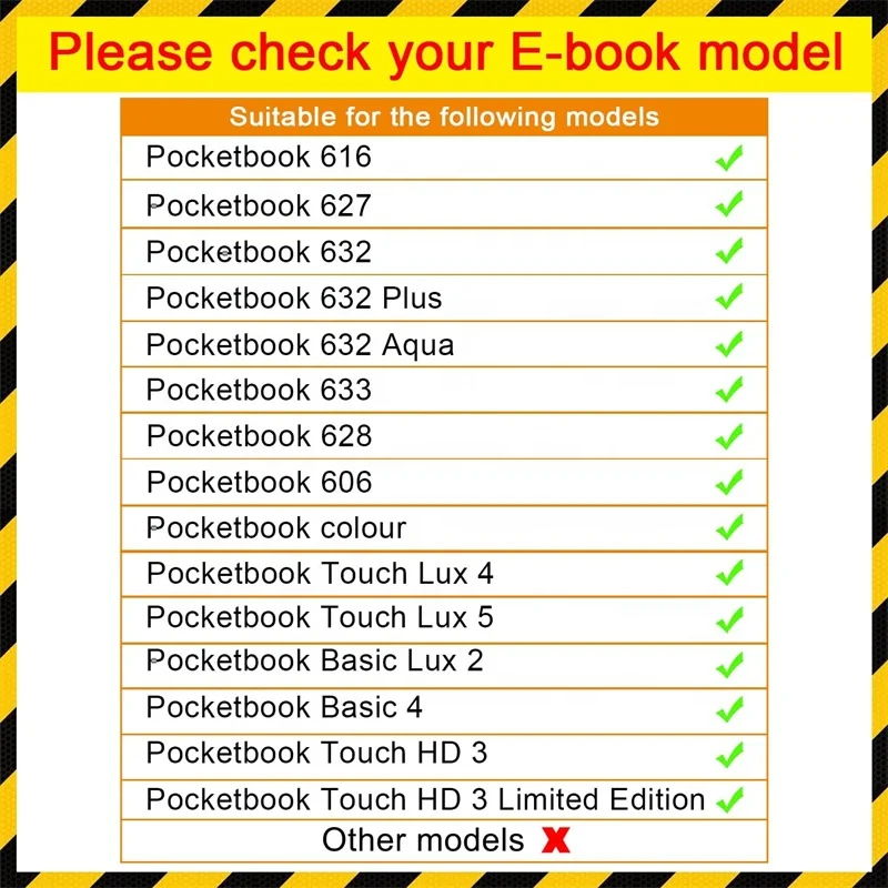 Custom Flip Cover Case for Pocketbook 606/616/627/628/632/632 Plus/632 Aqua/633/Colour/Touch Lux 4/Touch Lux 5 etc Ebook Readers