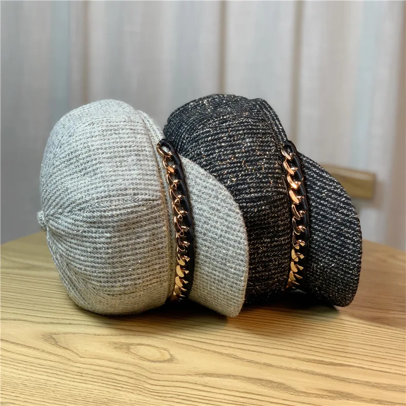 Новое поступление берет с полосатым утиным языком осенне-зимняя восьмиугольная шапка ретро кепка газетчика художника