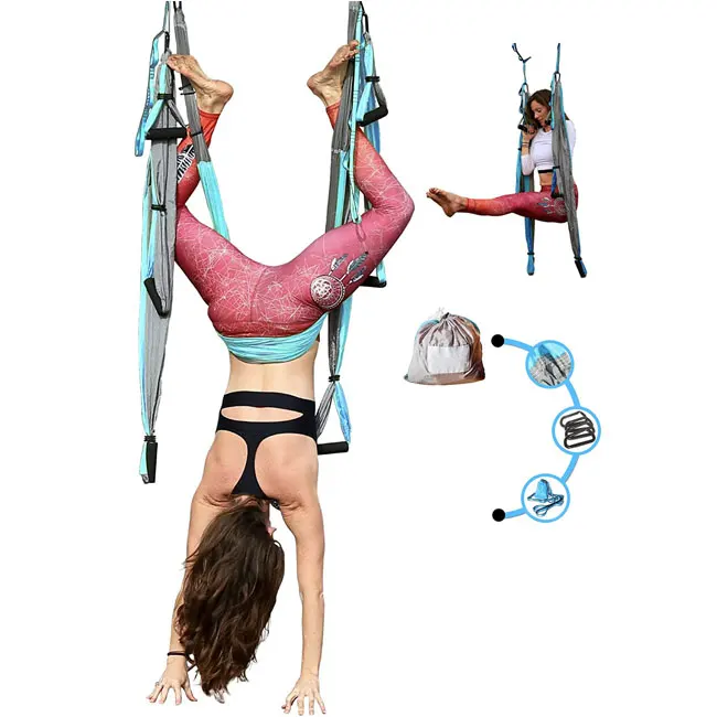 Inversion sling exercise equipment amacas par yoga, gym antigravity nylon tricot aerial yoga hammock