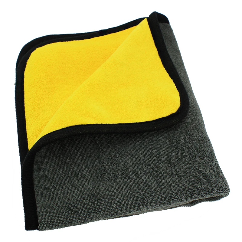 Утолщенное полотенце из микрофибры без ворса для автомобиля, полотенце из микрофибры для сушки автомобиля, полотенце из микрофибры с двумя петлями для ворса, полотенце для мытья автомобиля