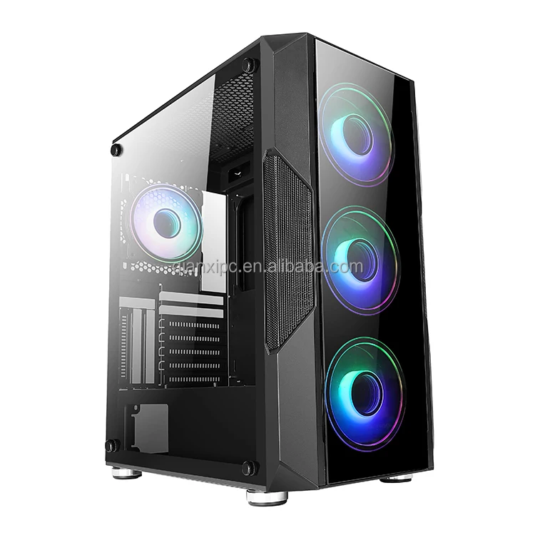 New large size EATX gaming case side window mesh front panel ARGB fans USB 3.0 gaming computer case